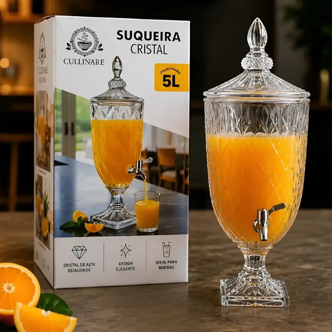 Suqueira De Vidro 5l C/ Torneira Dispenser Bebidas Jarra